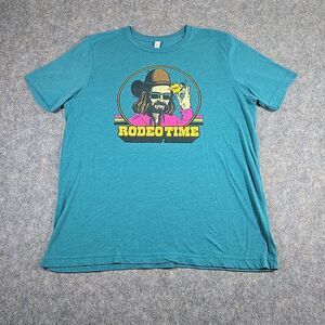 Dale Brisby Men's Rodeo Time Teal Blue Short Sleeve T-shirt Sz XL Cowboy Western